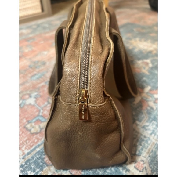 SOLD❤️ BOTTEGA VENETA Lambskin Leather Tote Shoulder Bag Taupe Brown Tan - Picture 7 of 16